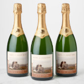 テラコッタグラデーション | Bohoの結婚フォトワインラベル スパークリングワインラベル (ボトル)