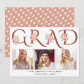 テラコッタグラードタイポグラフィピンクのバラ写真 案内状 (正面/裏面)