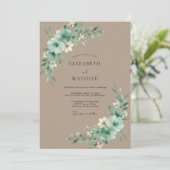 テラコッタグリーンのボタン wedding 招待状 (スタンド正面)