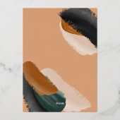 テラコッタグリーンのモダンなミニマルユニークな水彩 箔シーズンカード (裏面)