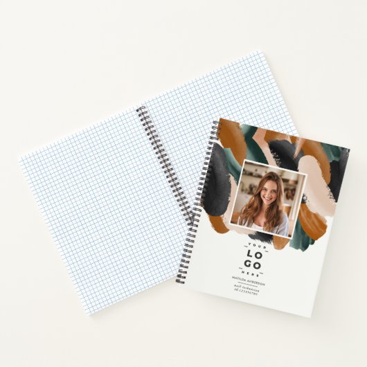 テラコッタグリーンのモダンミニマル写真抽象 ノートブック (内部)