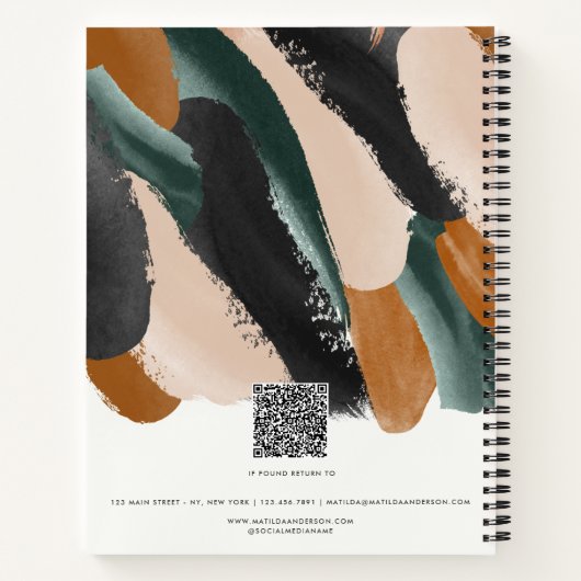 テラコッタグリーンのモダンミニマル写真抽象 ノートブック (裏面)