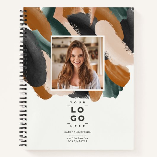 テラコッタグリーンのモダンミニマル写真抽象 ノートブック (正面)