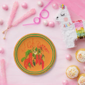 テラコッタグリーンの熱いチリ縁どペッパー ペーパープレート (パーティー)