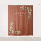 テラコッタグリーンの結婚式前お披露目写真用背景 タペストリー (正面)