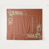 テラコッタグリーンウェディングシャワー写真用背景 タペストリー (正面(横))