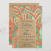 テラコッタグリーンウォーター離れカラーズクラフト結婚ズ 招待状 (正面/裏面)