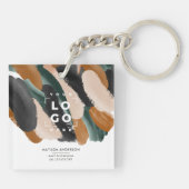 テラコッタグリーンモダン写ミニマル真抽象芸術 キーホルダー (裏面)