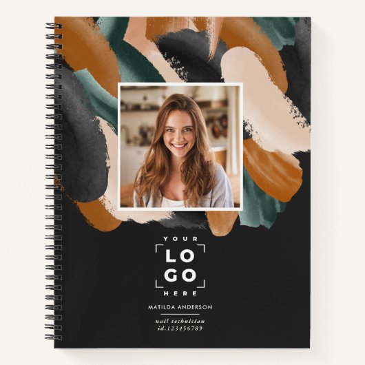 テラコッタグリーンモダン写ミニマル真抽象芸術 ノートブック (正面)