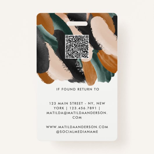 テラコッタグリーンモダン写ミニマル真抽象芸術 バッジ (裏面)