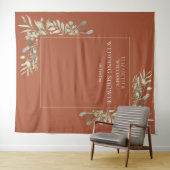 テラコッタグリーンリーウェディングシャワーフォトバックグラウンド タペストリー (インサイチュ(横))