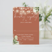 テラコッタグリーンリーフローラストリングライツ結婚ズ 出欠カード (スタンド正面)