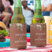 テラコッタグリーンリー結婚スクリプトのカスタム 缶クーラー