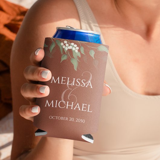 テラコッタグリーンリー結婚スクリプトのカスタム 缶クーラー