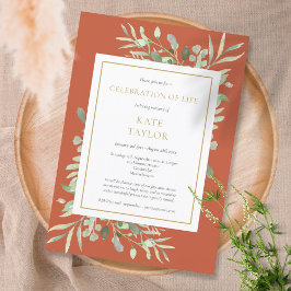 テラコッタグリーンリー葬儀お祝い・オブ・ライフ 招待状