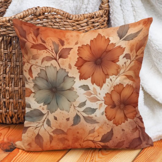 テラコッタグレーフローラウォームアーストーン クッション