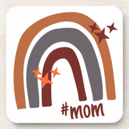 テラコッタグレーボヘミアンレインボーパーソナライズされた#mom コースター