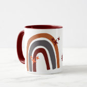 テラコッタグレーボヘミアンレインボーパーソナライズされた#mom マグカップ (正面左)
