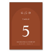 テラコッタコリアンダーボホアーチモノグラム結婚ズ テーブルナンバー (裏面)