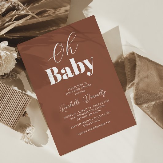 テラコッタコンテンポラリーベビーシャワー 招待状