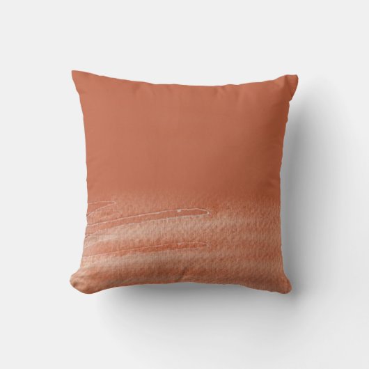 テラコッタコーラル抽象芸術ウォーターカラー クッション (正面)