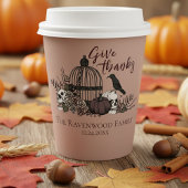 テラコッタゴシックスカル&バラ与え感謝してい秋 紙コップ