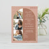 テラコッタゴールドグリッターコンフェッティ写真卒業式 招待状 (スタンド正面)