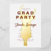 テラコッタゴールドフォイル卒業パーティー 箔招待状 (正面)