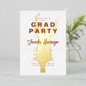 テラコッタゴールドフォイル卒業パーティー 箔招待状 (立ち正面)