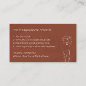 テラコッタサイキックミディアムフラワーアンドハンズデザイン 名刺 (裏面)