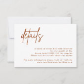 テラコッタサビ燃えたオレンジ結婚の詳細カード 出欠カード (正面)