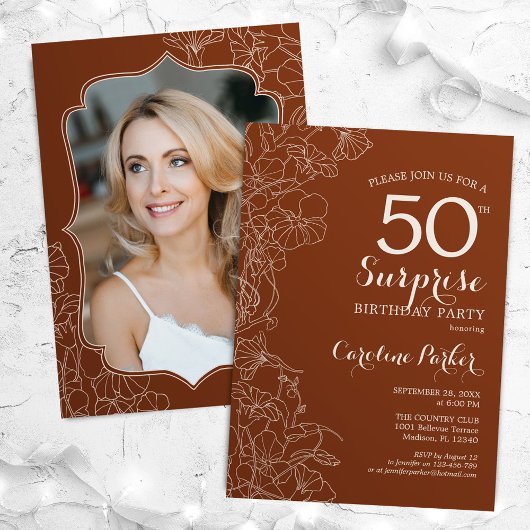 テラコッタサプライズ写真50誕生日 招待状