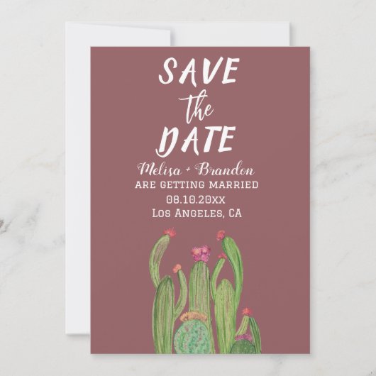 テラコッタサボスデザートアリゾナ素朴結婚ズ 招待状 (正面)