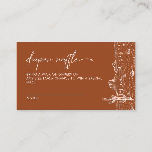 テラコッタサボスデザートベビーシャワーおむつラッフル エンクロージャーカード (正面)