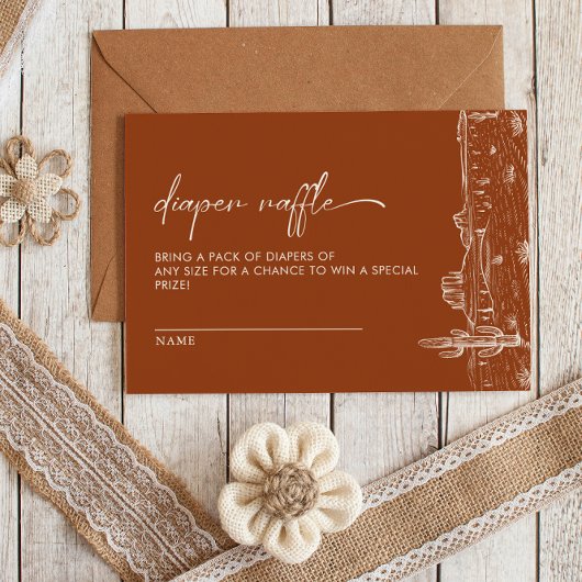 テラコッタサボスデザートベビーシャワーおむつラッフル エンクロージャーカード