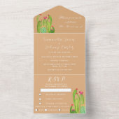 テラコッタサボスデザートメキシコアリゾナ結婚ズ オールインワン招待状 (内側)