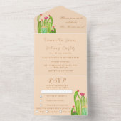 テラコッタサボスデザートメキシコアリゾナ結婚ズ オールインワン招待状 (内側)