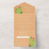 テラコッタサボスデザートメキシコアリゾナ結婚ズ オールインワン招待状 (内側)