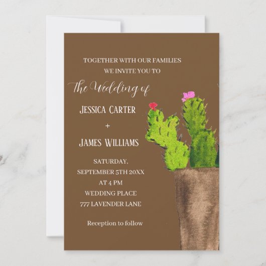 テラコッタサボスデザートメキシコウォーター結婚カラー 招待状 (正面)