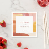 テラコッタサンライズ |モノグラム結婚のナプキンス スタンダードカクテルナプキン (インサイチュ)