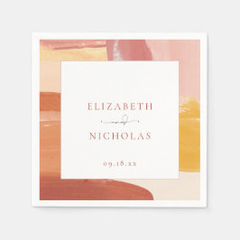 テラコッタサンライズ |モノグラム結婚のナプキンス スタンダードカクテルナプキン