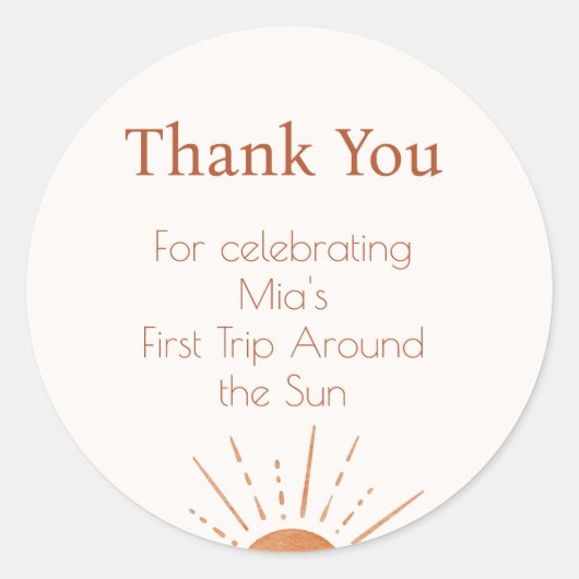 テラコッタサン最初の旅のまわりに感謝ステッカー ラウンドシール (正面)