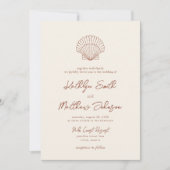 テラコッタシェルビーチ海宛先ウェディング 招待状 (正面)