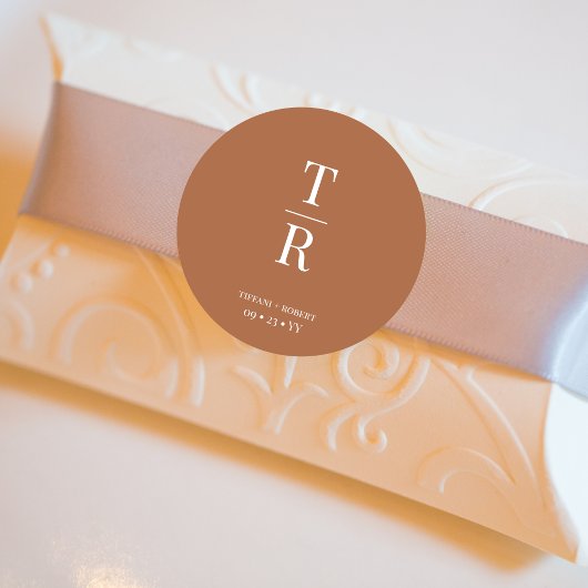 テラコッタシックモノグラムの結婚式の引き出物 ラウンドシール