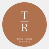 テラコッタシックモノグラムの結婚式の引き出物 ラウンドシール (正面)