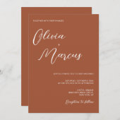 テラコッタシモダンック文字結婚の点景 招待状 (正面/裏面)