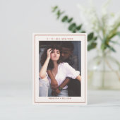 テラコッタシンプルの写真の結婚式の日付を保存 ポストカード (スタンド正面)