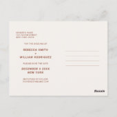 テラコッタシンプルの写真の結婚式の日付を保存 ポストカード (裏面)