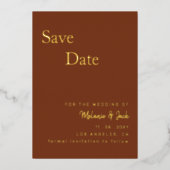 テラコッタシンプルの書道の写真日付を保存 箔招待状 (正面)