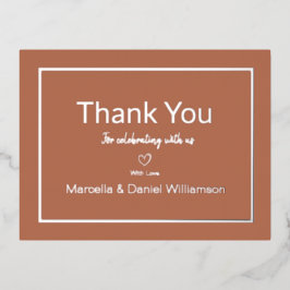 テラコッタシンプルウェディングサンキュー 箔招待状ポストカード